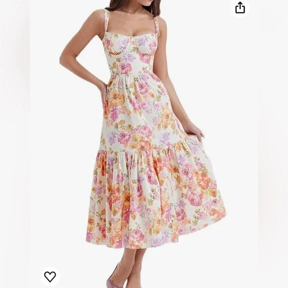 valentine's day a-line dress Spaghetti Strap A-line Midi Dress – Suncoy